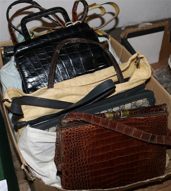 7 x crocodile/snake skin bags